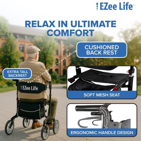 EZee Life, Ultra-Lightweight Carbon Fiber Rollator - CH3018 - Image 6