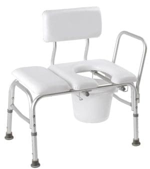 Carex Deluxe Padded Transfer Bench with cut-out seat and bucket for safe home care mobility support.