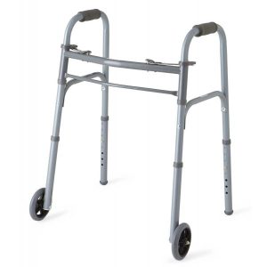 Medline, Youth Two-Button Folding Walkers with 5" Wheels, MDS86410JW54B