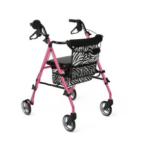 Medline, Posh Pink Zebra Rollator with 6" Wheels, MDS86835SHE