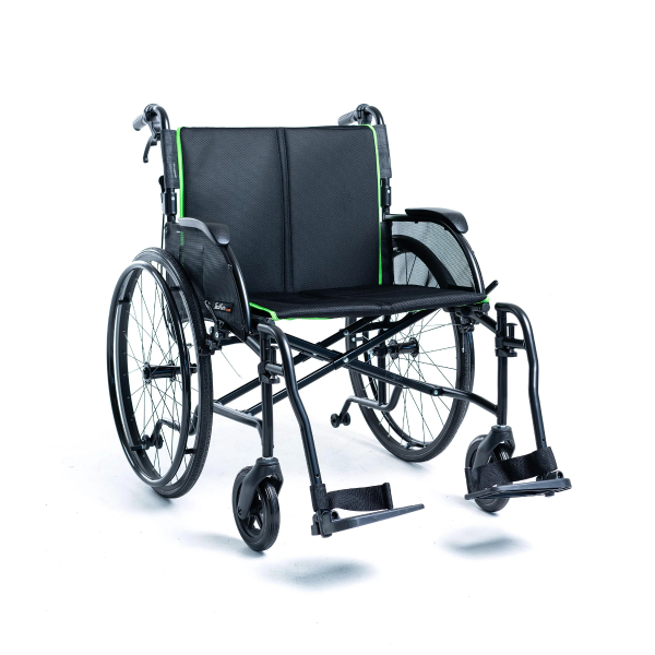 HumanCare, Feather Heavy Duty 22" Manual Wheelchair (Matte Black), 3003
