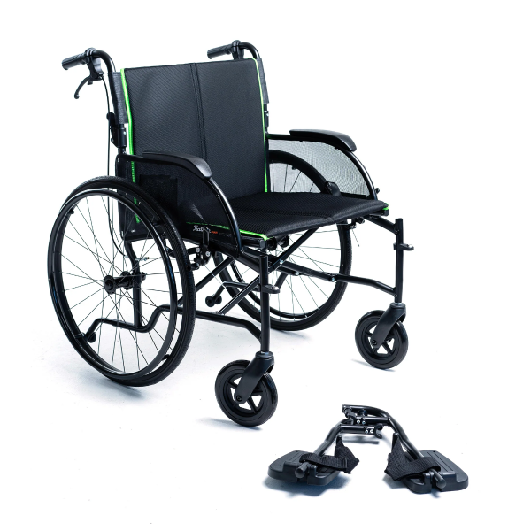 HumanCare, Feather Heavy Duty 22" Manual Wheelchair (Matte Black), 3003 - Image 3