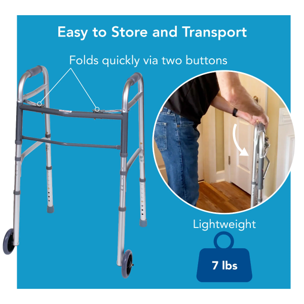 Carex, Folding Walker with Wheels, FGA87100 - Image 5