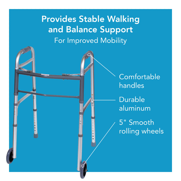 Carex, Folding Walker with Wheels, FGA87100 - Image 4