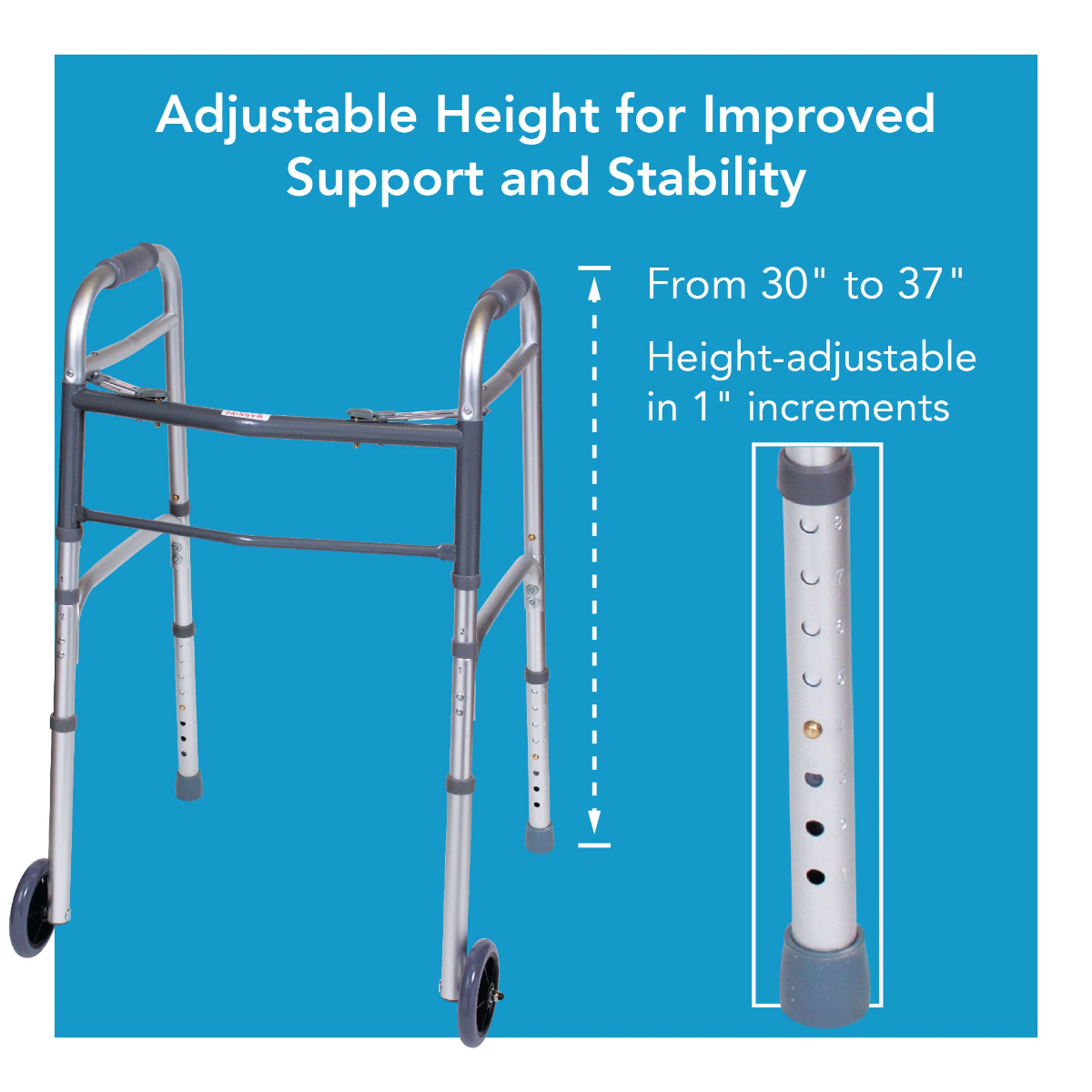 Carex, Folding Walker with Wheels, FGA87100 - Image 3