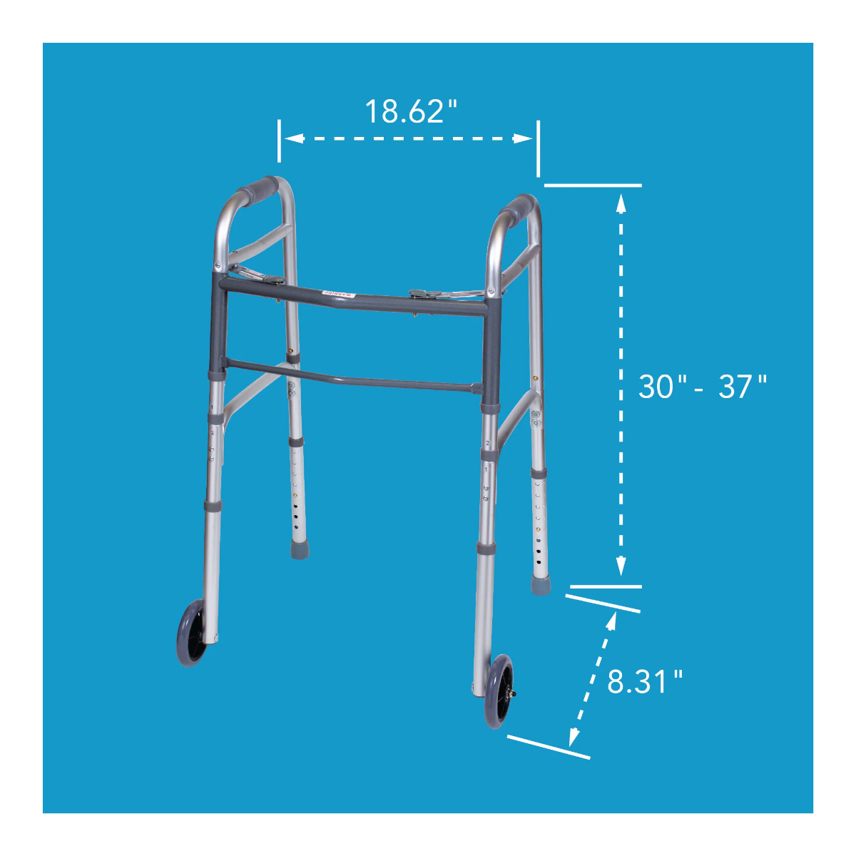 Carex, Folding Walker with Wheels, FGA87100 - Image 2