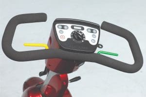 1700 DT/TA Mobility Scooter control panel close-up, adjustable for home care mobility support.