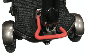 HeartWay scooter carrying handle close-up, featuring textured mat for mobility support.