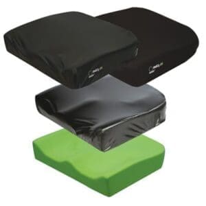 Matrx PS Mini wheelchair cushion with waterproof cover and contoured foam for mobility support.