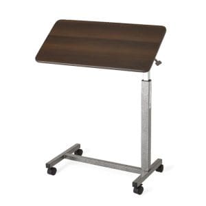 Medline Tilt Top Overbed Table with tilting surface, H-base, for home care mobility support.