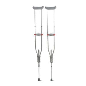 Medline Aluminum 3-IN-1 Crutches, adjustable height, padded grips—mobility support for home care.