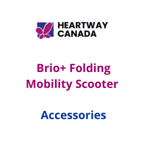 HeartWay Canada logo with Brio+ Folding Mobility Scooter accessories banner for mobility support.