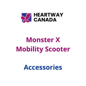 HeartWay Canada logo and text showcasing Monster X Mobility Scooter accessories for enhanced mobility support.