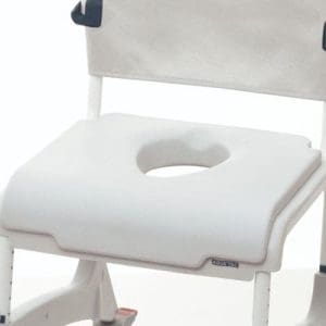 Invacare padded commode seat with toileting recess for shower chairs, home care mobility support.