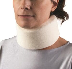 OTC Foam Cervical Collar for home care; soft neck support for injury recovery and mobility aid.