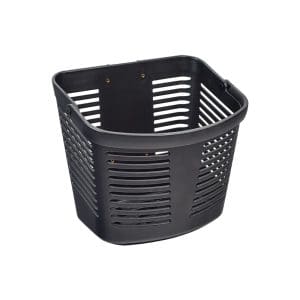 Pride Mobility Front Basket (ACCASMB2492) black plastic, attaches for mobility aid storage.