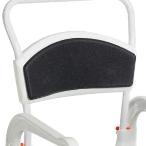 Mobility chair with cushioned backrest, armrests, and adjustment handles for home care comfort.