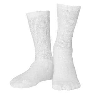 Truform loose fit diabetic crew socks, white, for home care and mobility support.