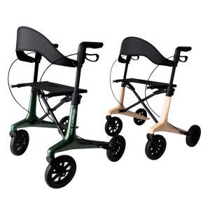 MOVO VIA Carbon four-wheel mobility scooters for home care, ergonomic design for medical support.