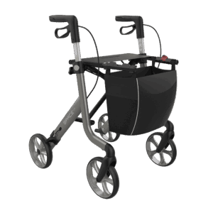 REHASENSE SPACE LX lightweight aluminum rollator for mobility support, ergonomic handles, four wheels.
