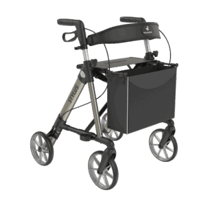 REHASENSE STYLUS Lightweight Rollator with seat and brakes for mobility support.