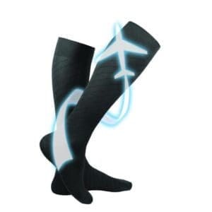 Truform 15-20 mmHg black compression socks, travel support, unisex, ideal for mobility.